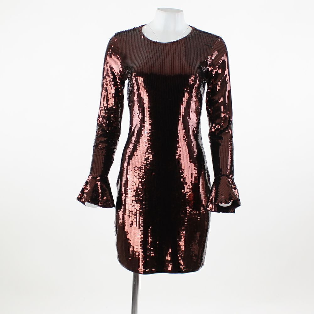 Michael Michael Kors Sequin Cordovan Long Sleeve Dress in Burgundy - Picture 3 of 6